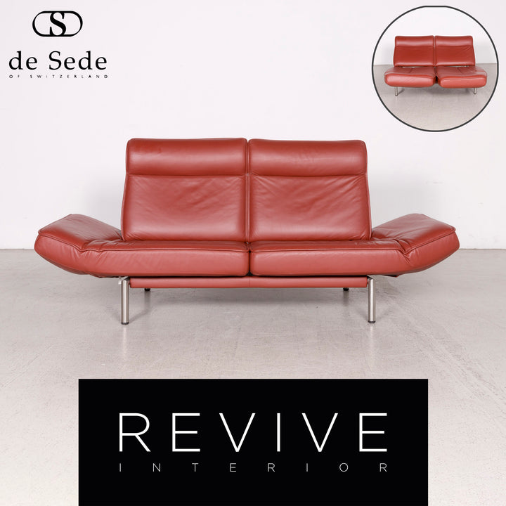 de Sede DS 450 Designer Leder Sofa Rot Dreisitzer Echtleder #8312