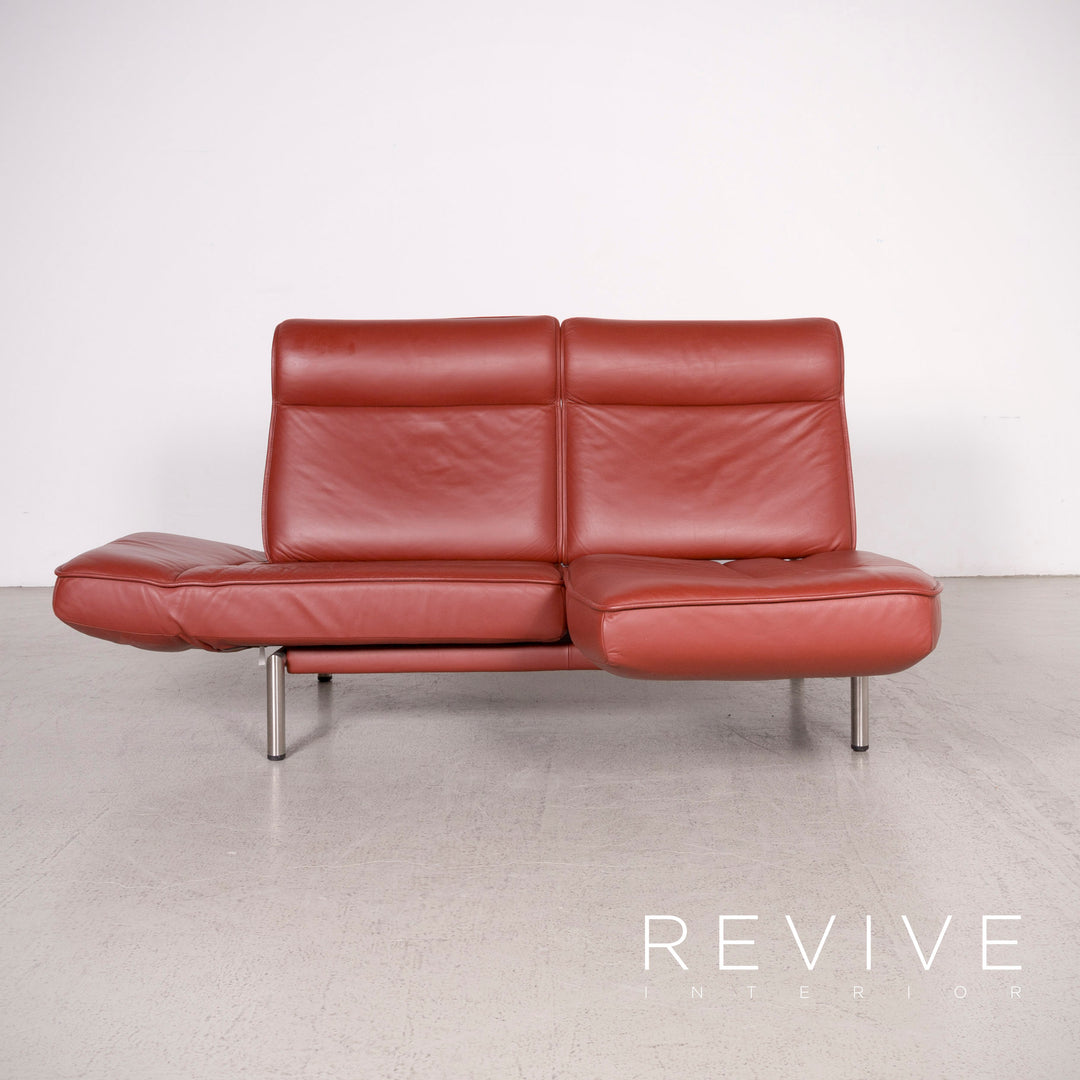 de Sede DS 450 Designer Leder Sofa Rot Dreisitzer Echtleder #8312