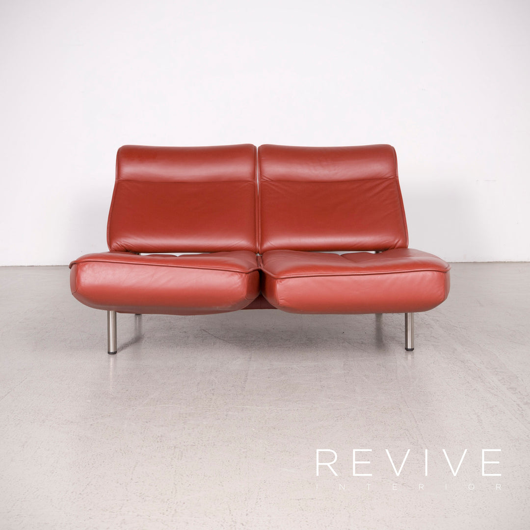 de Sede DS 450 Designer Leder Sofa Rot Dreisitzer Echtleder #8312