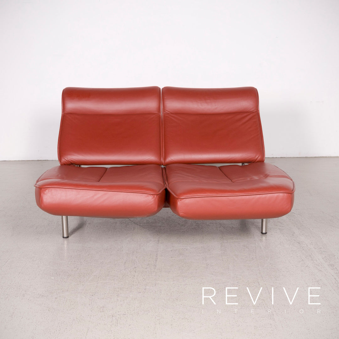 de Sede DS 450 Designer Leder Sofa Rot Dreisitzer Echtleder #8312