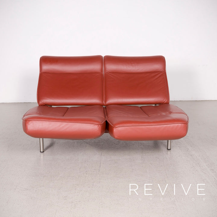 de Sede DS 450 Designer Leder Sofa Rot Dreisitzer Echtleder #8312