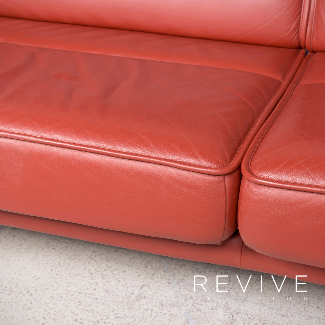 de Sede DS 450 Designer Leder Sofa Rot Dreisitzer Echtleder #8312