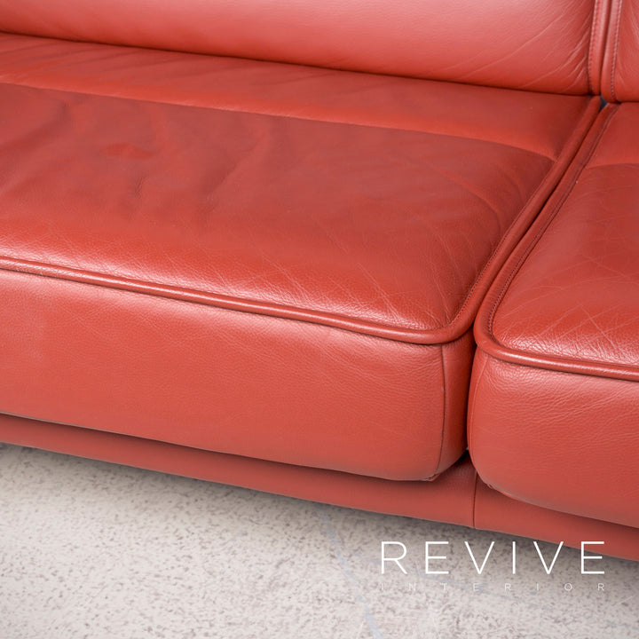 de Sede DS 450 Designer Leder Sofa Rot Dreisitzer Echtleder #8312