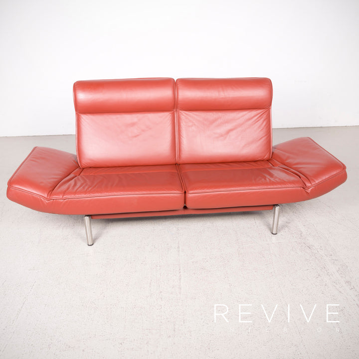 de Sede DS 450 Designer Leder Sofa Rot Dreisitzer Echtleder #8312