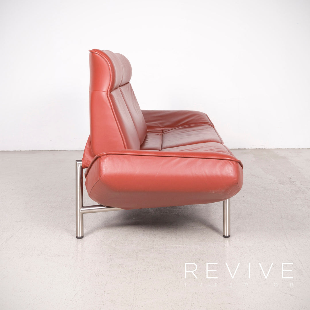 de Sede DS 450 Designer Leder Sofa Rot Dreisitzer Echtleder #8312