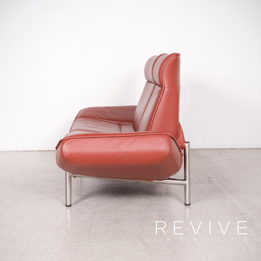 de Sede DS 450 Designer Leder Sofa Rot Dreisitzer Echtleder #8312