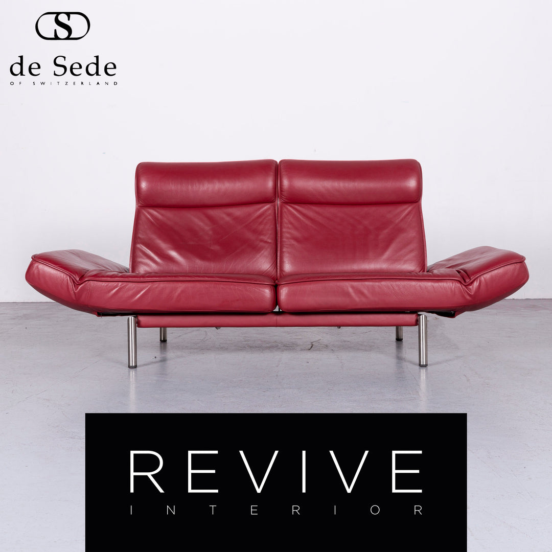 de Sede DS 450 Designer Leder Sofa Rot Echtleder Dreisitzer Couch #6853