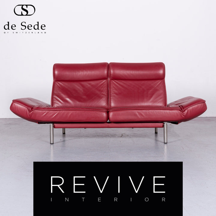 de Sede DS 450 Designer Leder Sofa Rot Echtleder Dreisitzer Couch #6853