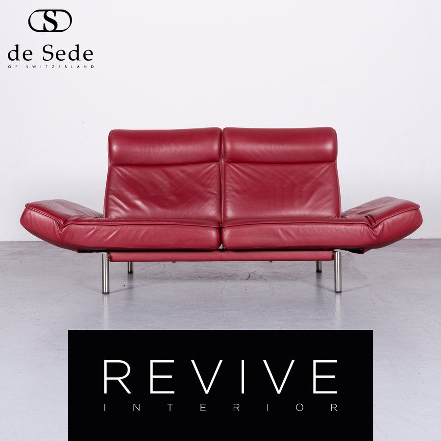 de Sede DS 450 Designer Leder Sofa Rot Echtleder Dreisitzer Couch #6853