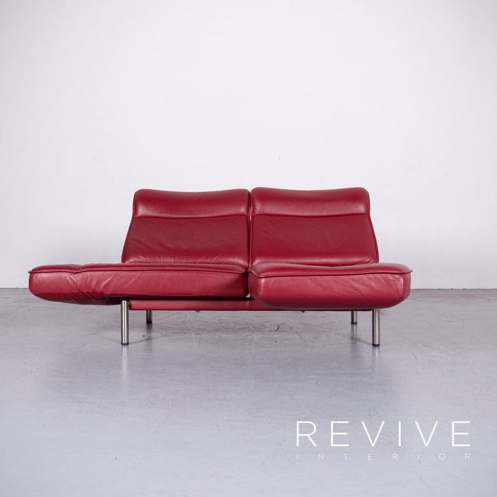 de Sede DS 450 Designer Leder Sofa Rot Echtleder Dreisitzer Couch #6853