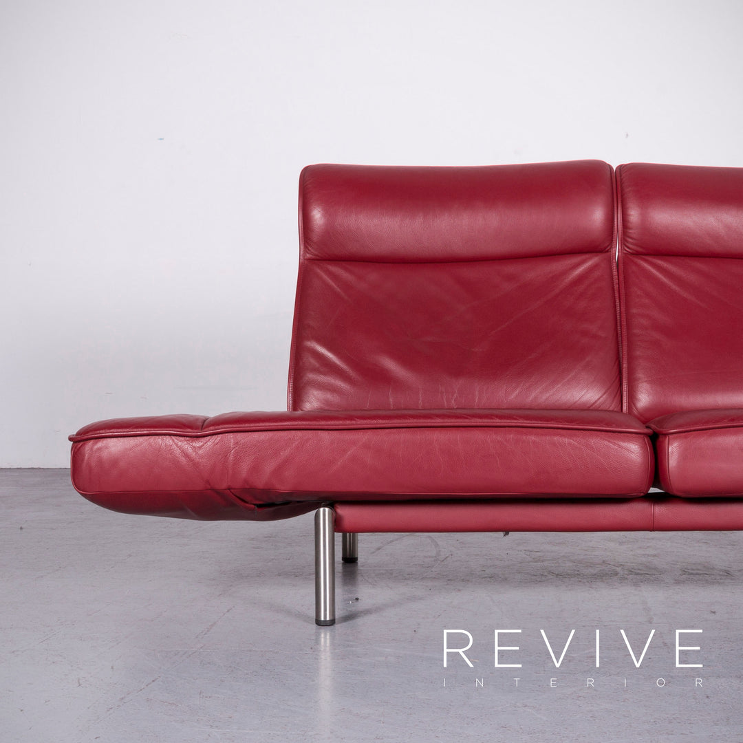 de Sede DS 450 Designer Leder Sofa Rot Echtleder Dreisitzer Couch #6853