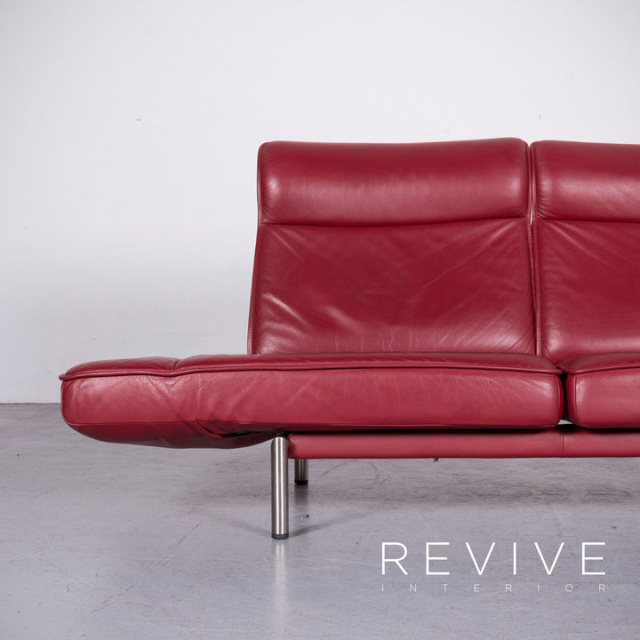 de Sede DS 450 Designer Leder Sofa Rot Echtleder Dreisitzer Couch #6853