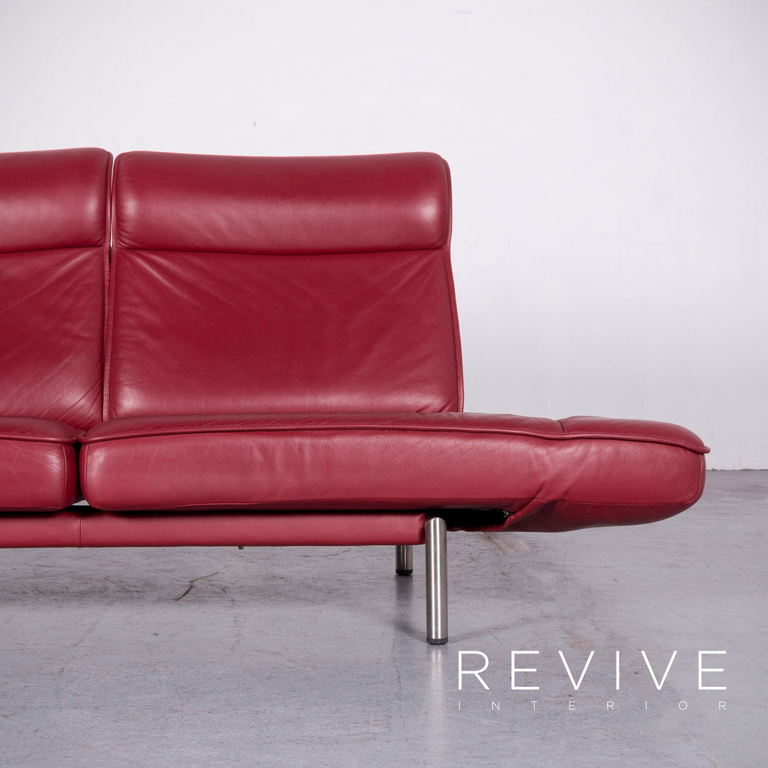 de Sede DS 450 Designer Leder Sofa Rot Echtleder Dreisitzer Couch #6853