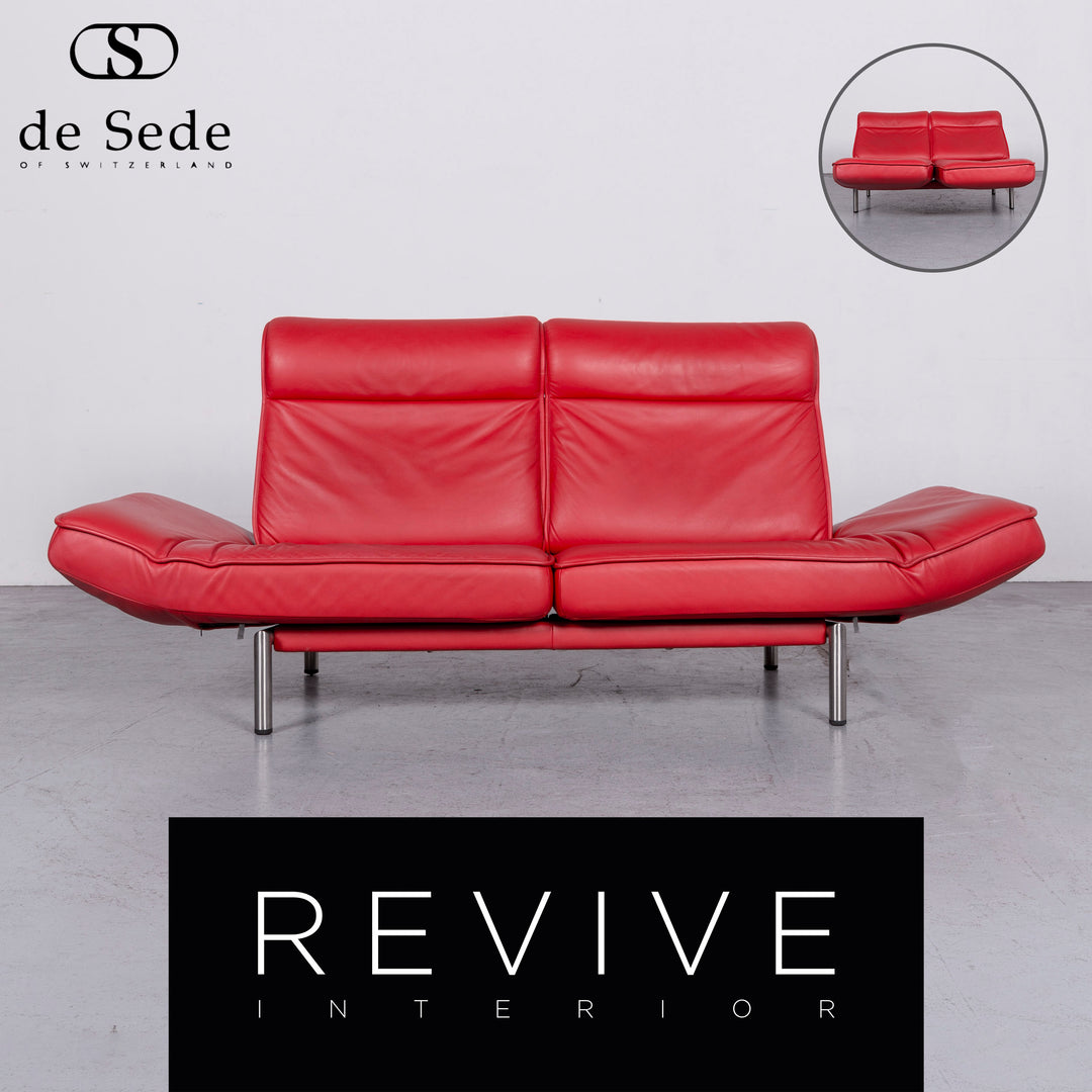 de Sede DS 450 Designer Leder Sofa Rot Echtleder Dreisitzer Couch Funktion #6880
