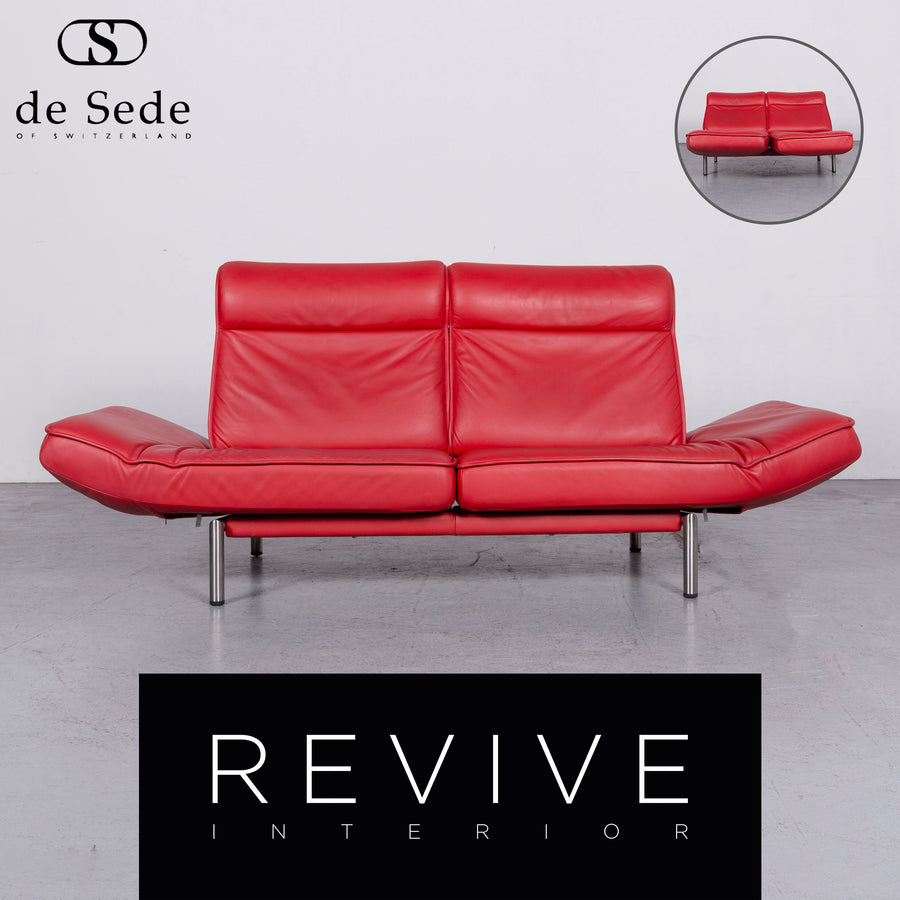de Sede DS 450 Designer Leder Sofa Rot Echtleder Dreisitzer Couch Funktion #6880