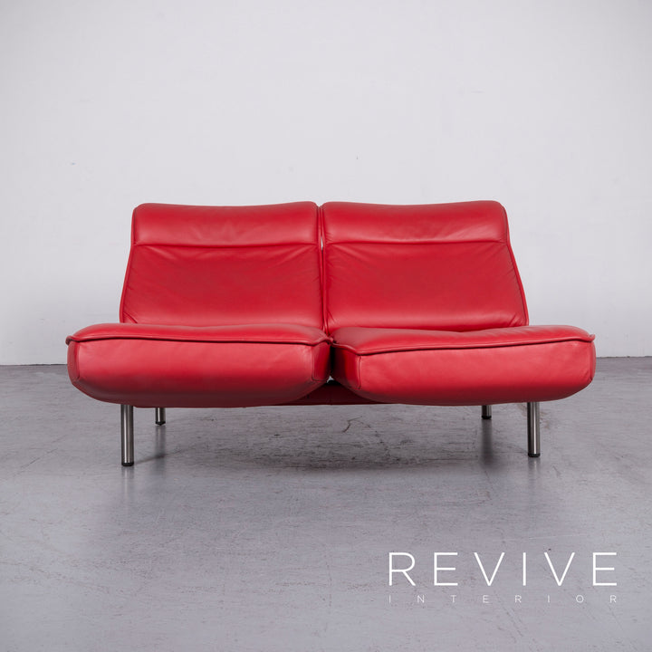 de Sede DS 450 Designer Leder Sofa Rot Echtleder Dreisitzer Couch Funktion #6880