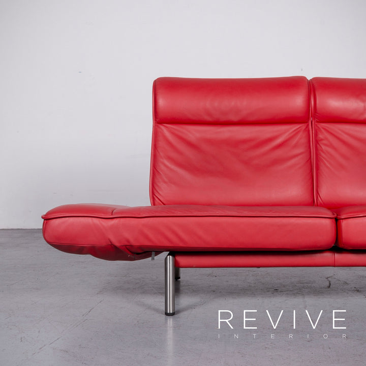 de Sede DS 450 Designer Leder Sofa Rot Echtleder Dreisitzer Couch Funktion #6880