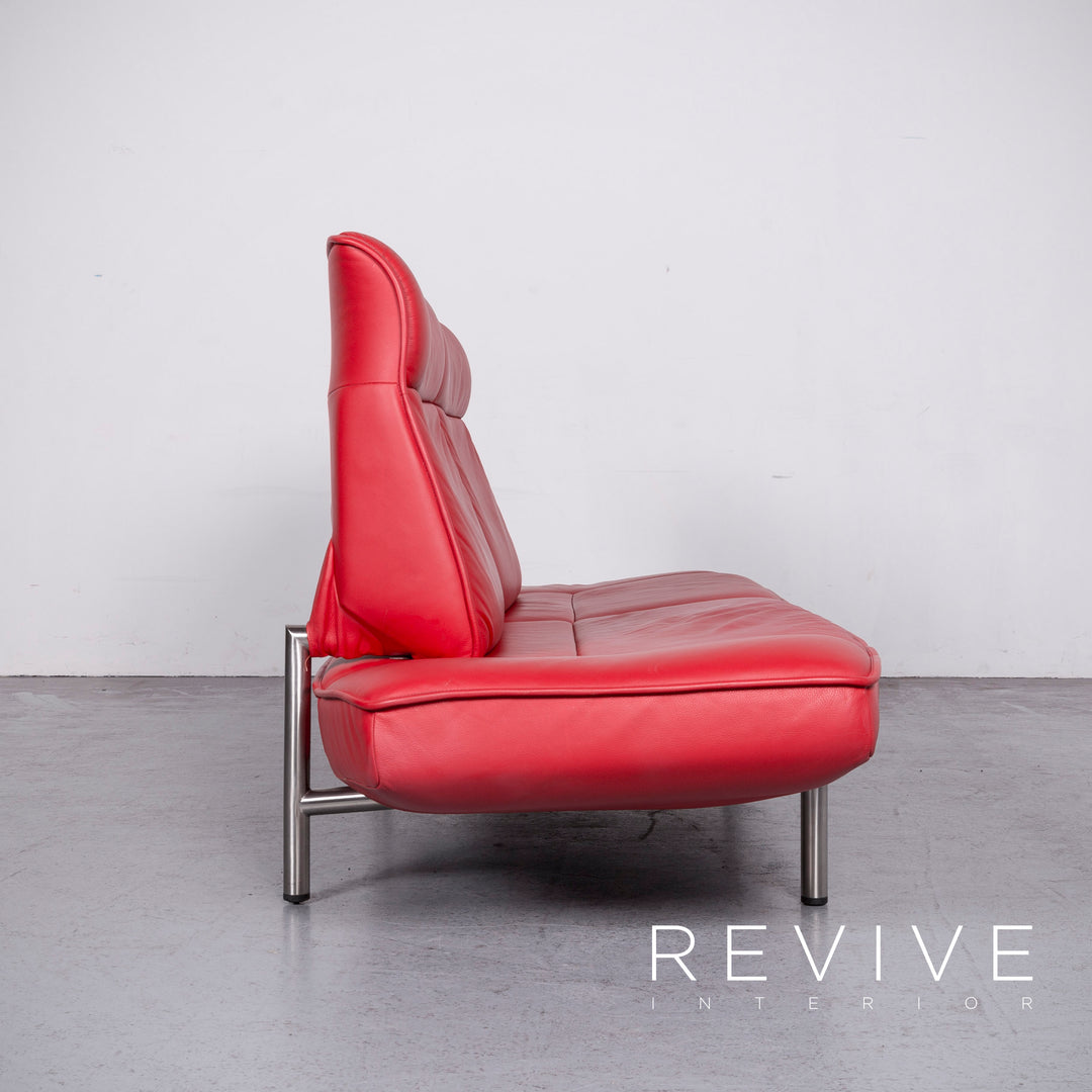 de Sede DS 450 Designer Leder Sofa Rot Echtleder Dreisitzer Couch Funktion #6880