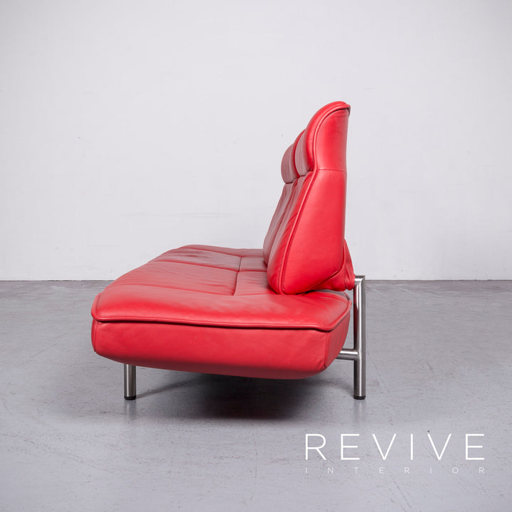 de Sede DS 450 Designer Leder Sofa Rot Echtleder Dreisitzer Couch Funktion #6880