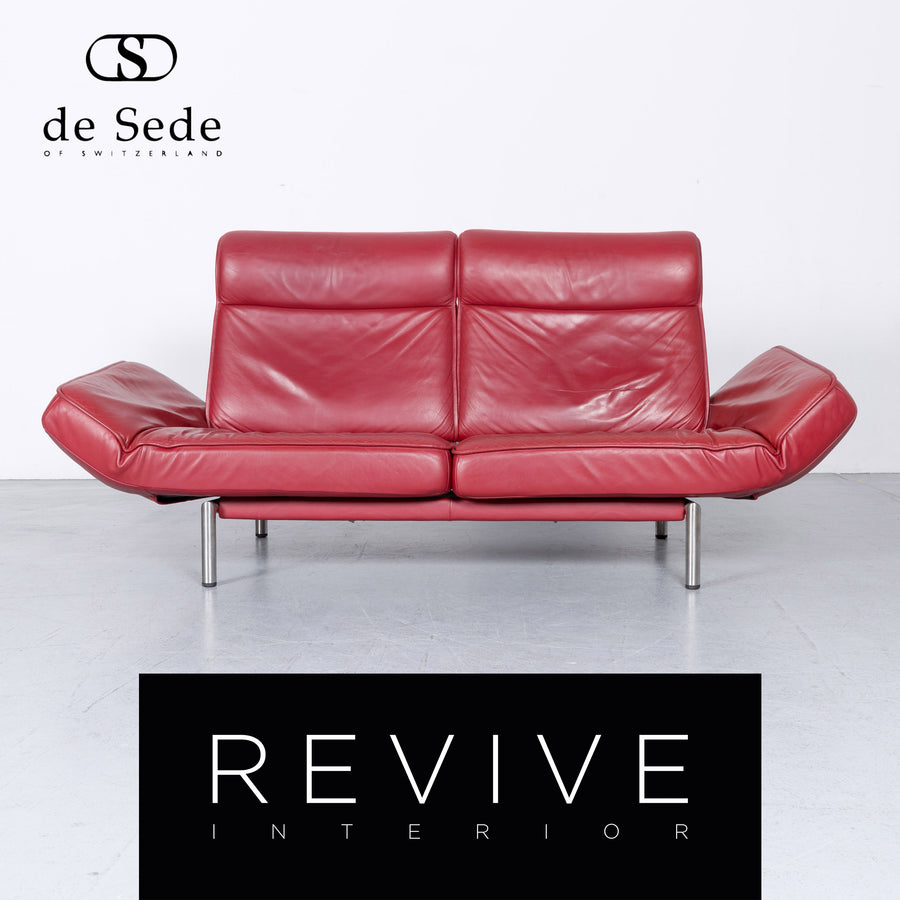 de Sede DS 450 Designer Leder Sofa Rot Zweisitzer Couch Funktion Echtleder #6302
