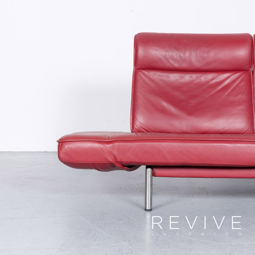 de Sede DS 450 Designer Leder Sofa Rot Zweisitzer Couch Funktion Echtleder #6302
