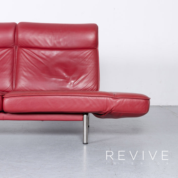 de Sede DS 450 Designer Leder Sofa Rot Zweisitzer Couch Funktion Echtleder #6302
