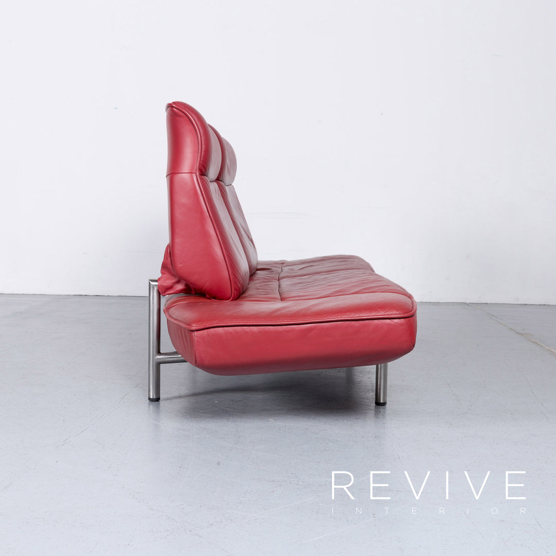 de Sede DS 450 Designer Leder Sofa Rot Zweisitzer Couch Funktion Echtleder #6302