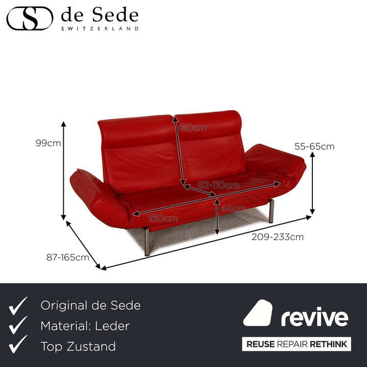 de Sede DS 450 leather soda red two-seater couch function