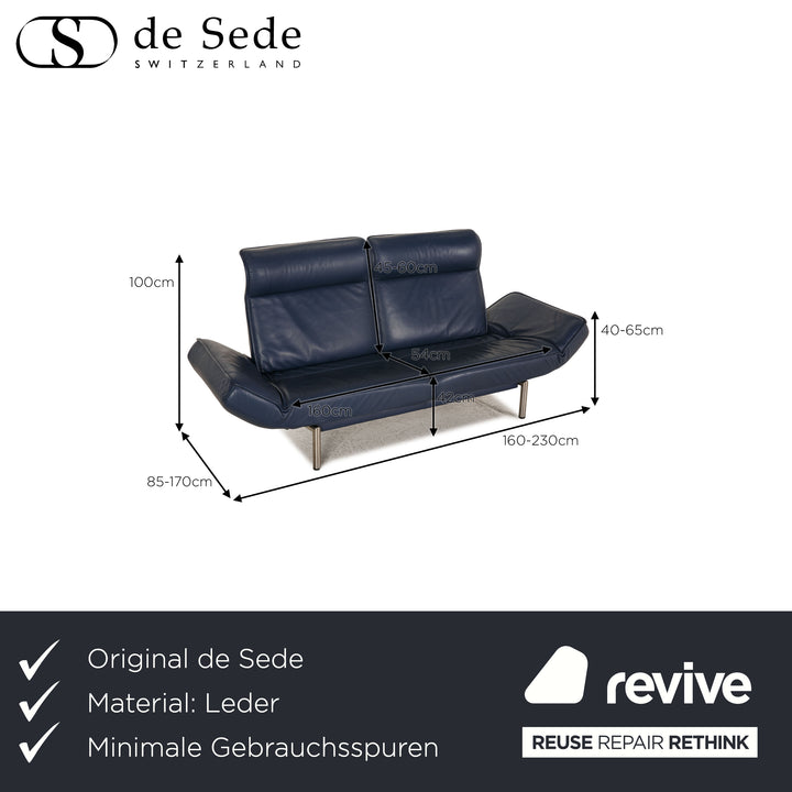 de Sede DS 450 leather sofa blue two-seater couch function relax function