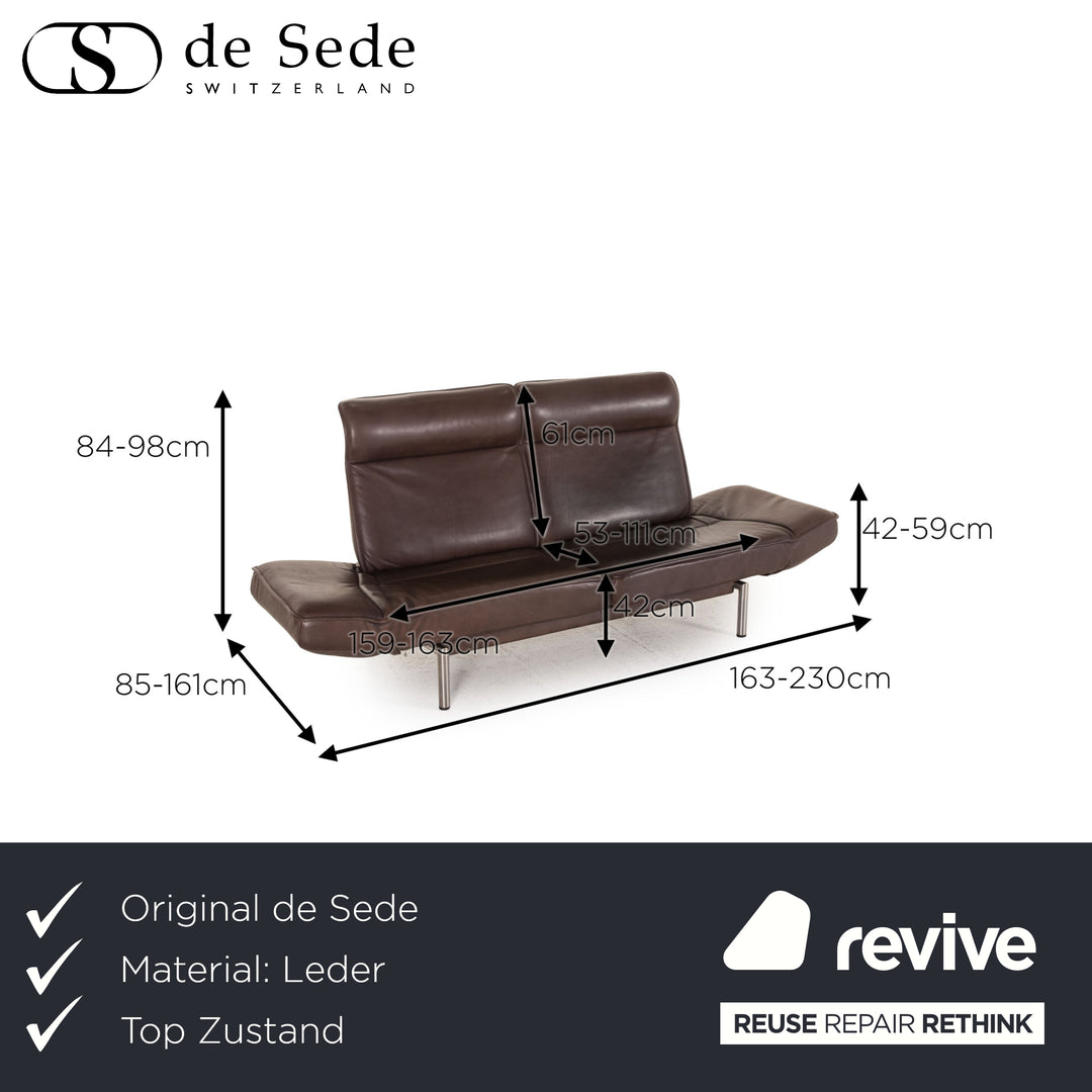 de Sede DS 450 Leder Sofa Dunkelbraun Zweisitzer Couch Funktion