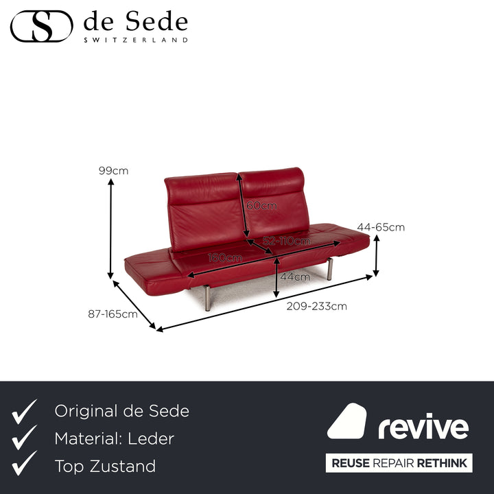 de Sede DS 450 Leder Sofa Rot Zweisitzer Couch Funktion Relaxfunktion