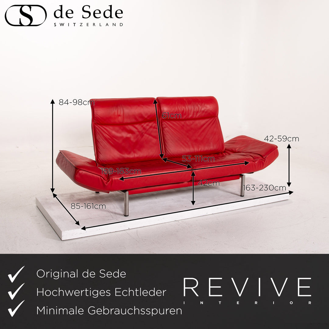 de Sede DS 450 Leder Sofa Rot Zweisitzer Funktion Relaxfunktion Couch #15226