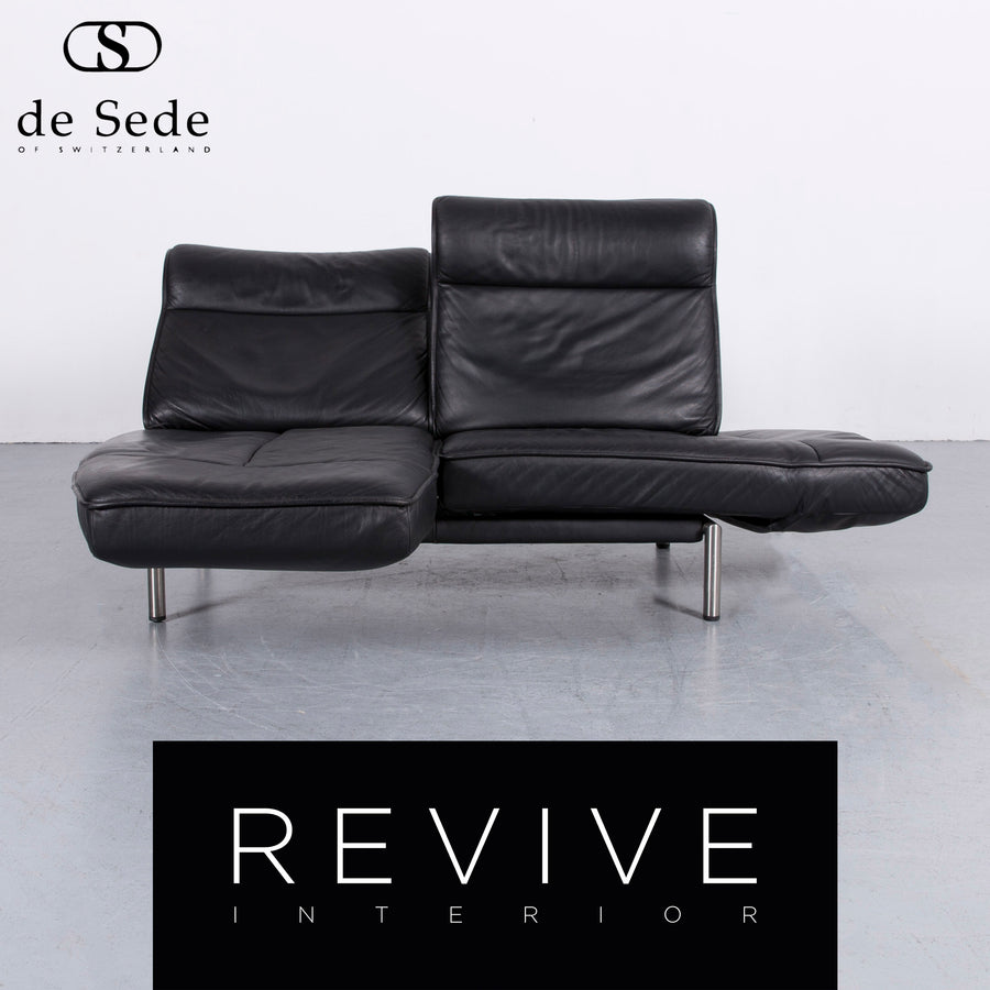 de Sede DS 450 Leder Sofa Schwarz Zweisitzer Couch Echtleder Funktion #5894
