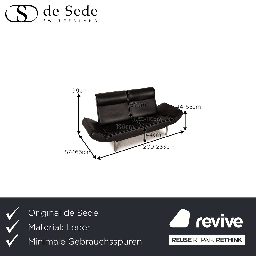 de Sede DS 450 Leder Sofa Schwarz Zweisitzer Couch Funktion Relaxfunktion