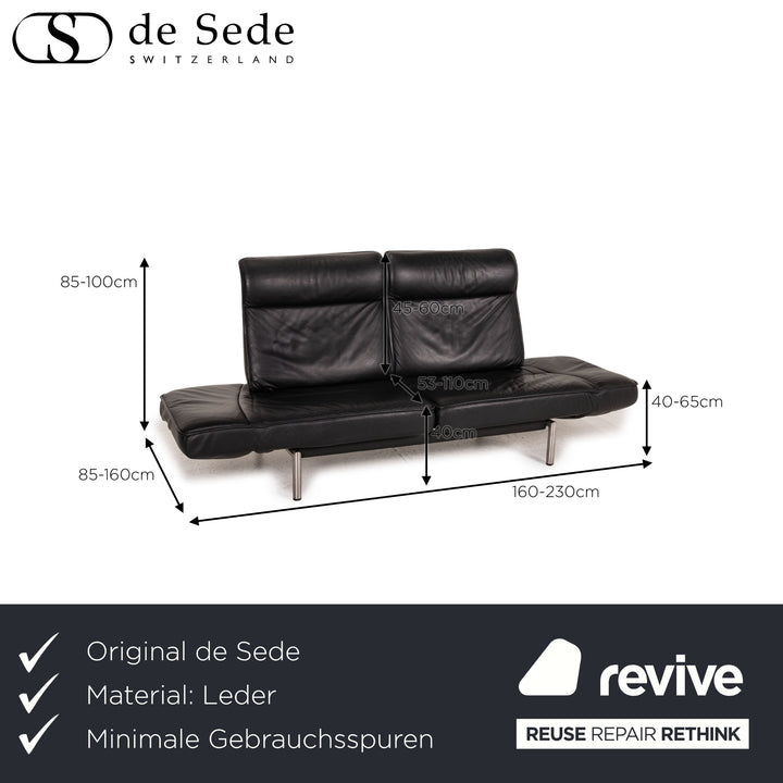 de Sede DS 450 Leder Sofa Schwarz Zweisitzer Funktion