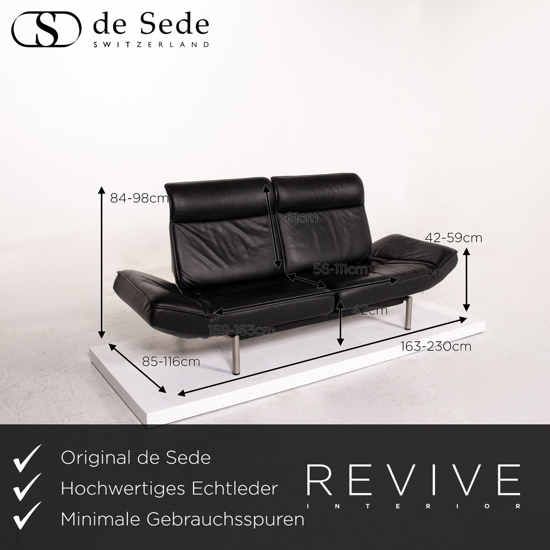 de Sede DS 450 leather sofa black two-seater function relax function couch #13547