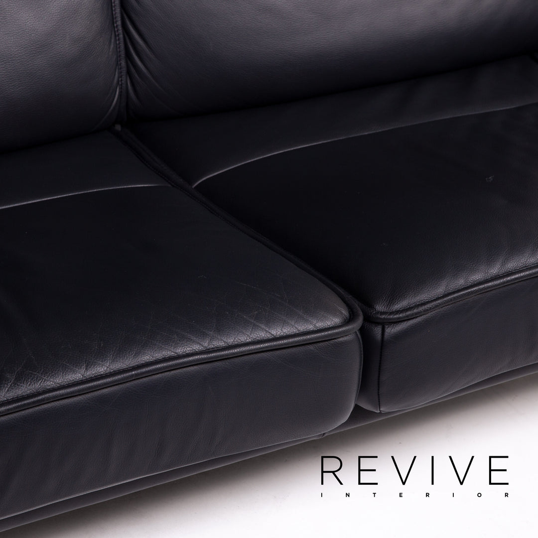 de Sede DS 450 Leder Sofa Dunkelblau Zweisitzer Funktion Relaxfunktion Couch #14307