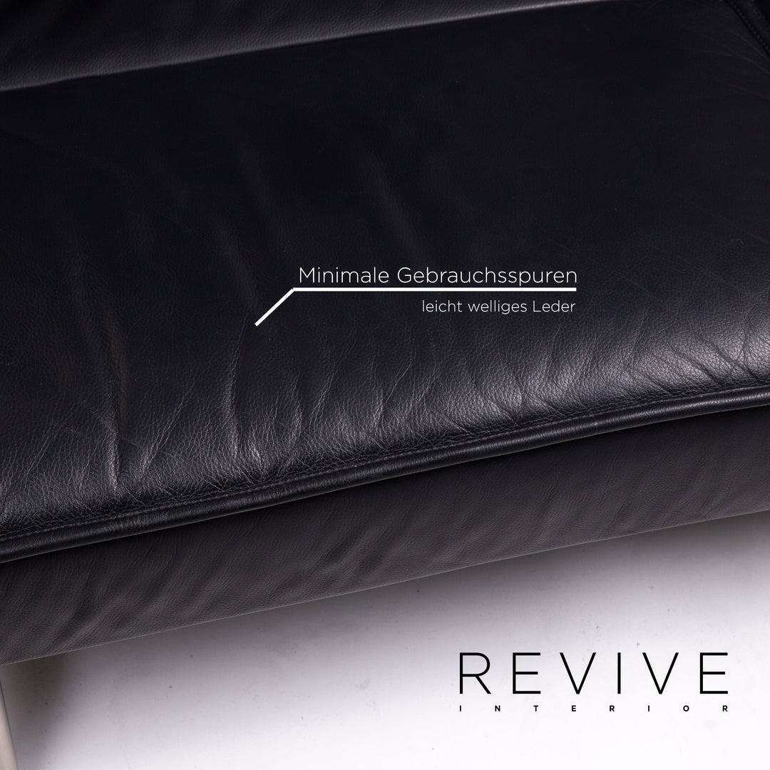 de Sede DS 450 Leder Sofa Dunkelblau Zweisitzer Funktion Relaxfunktion Couch #14307