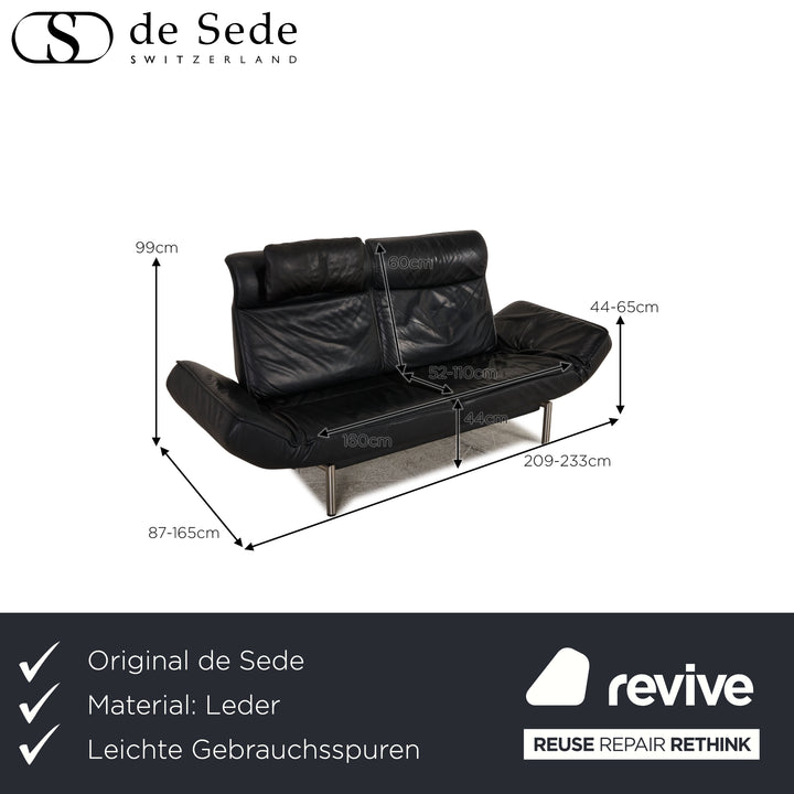 de Sede DS 450 Leder Zweisitzer Dunkelblau Sofa Couch Funktion