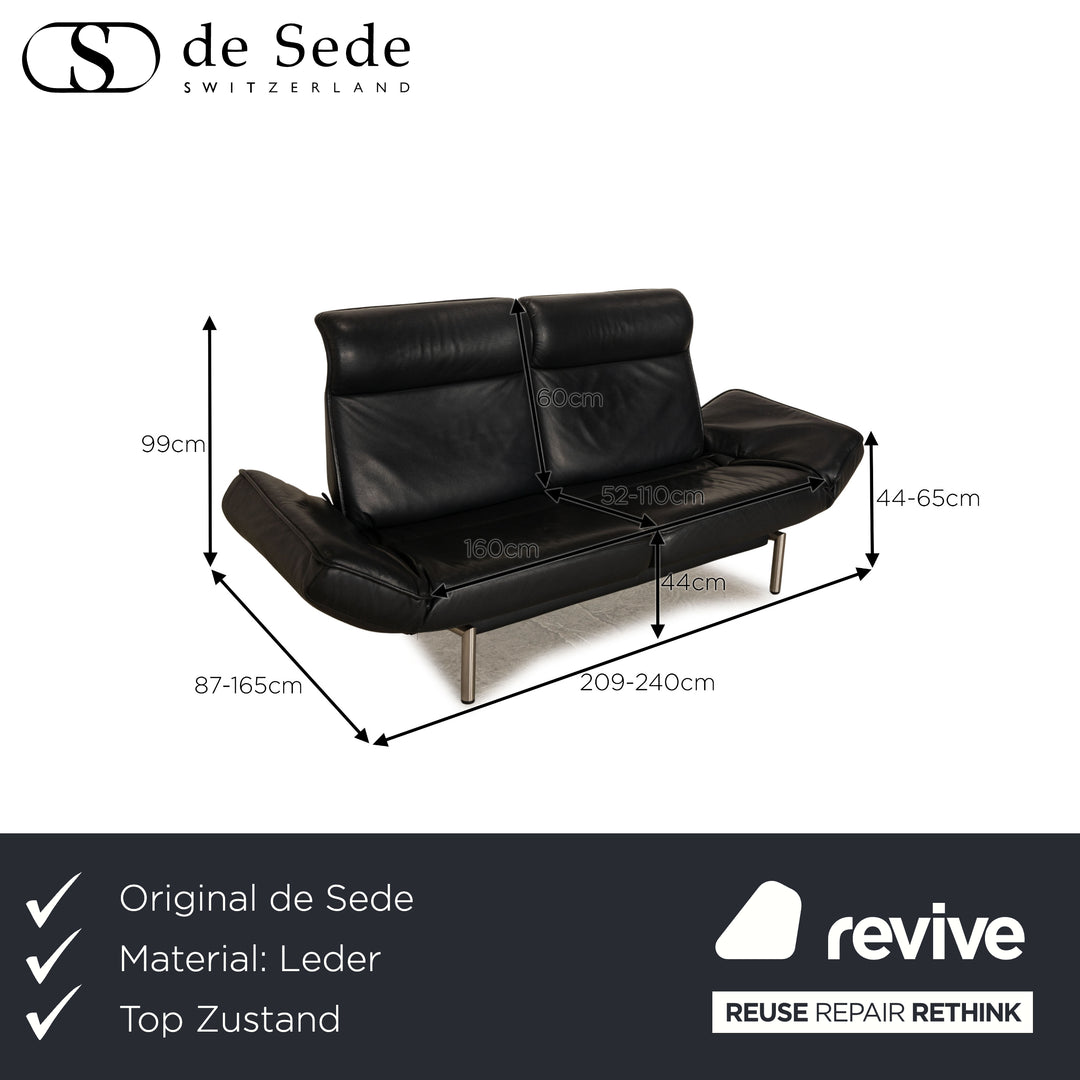 de Sede DS 450 Leder Zweisitzer Dunkelblau Sofa Couch manuelle Funktion Relaxfunktion