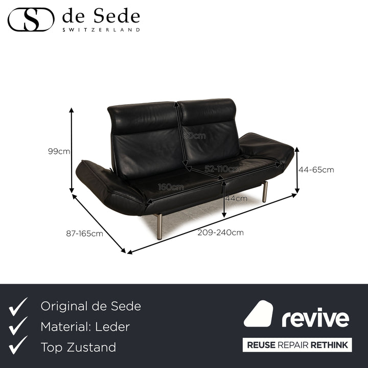 de Sede DS 450 Leder Zweisitzer Dunkelblau Sofa Couch manuelle Funktion Relaxfunktion