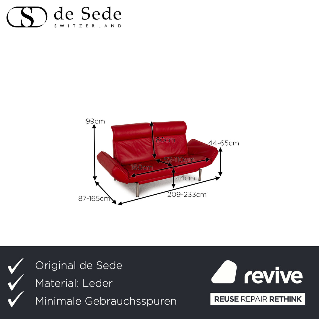 de Sede DS 450 Leder Zweisitzer Rot Sofa Couch Funktion