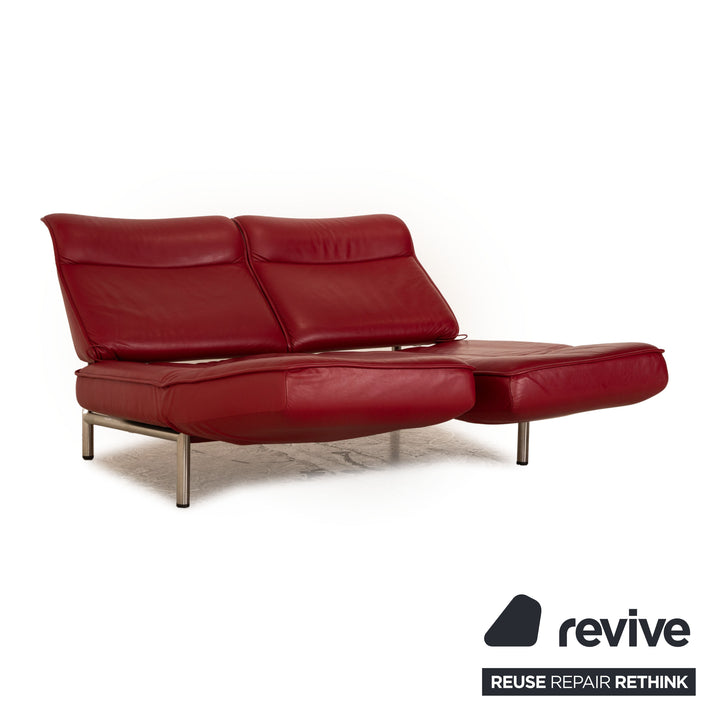 de Sede DS 450 Leder Zweisitzer Rot Sofa Couch manuelle Relaxfunktion
