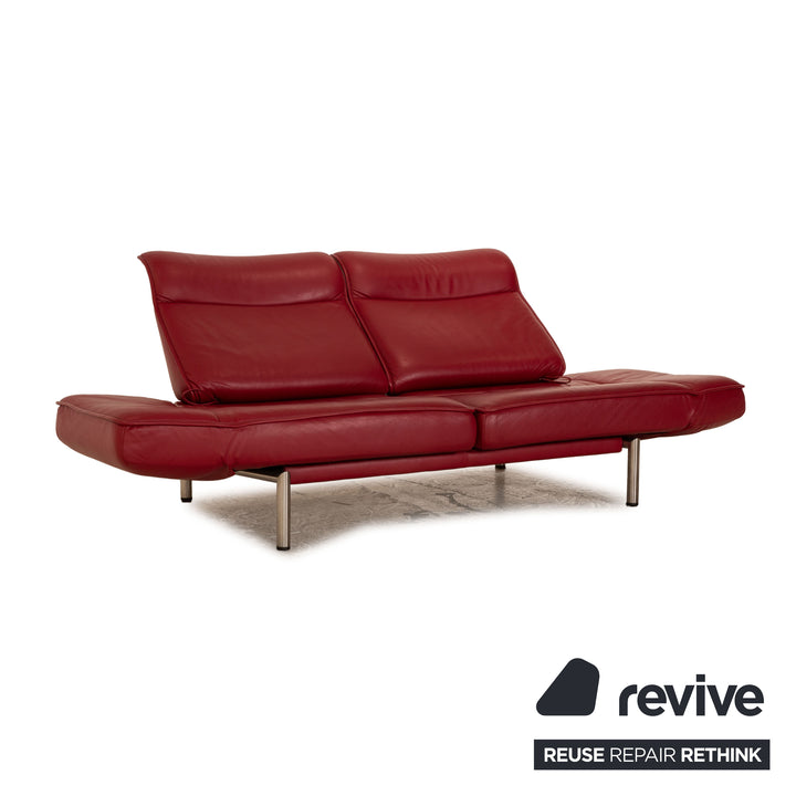de Sede DS 450 Leder Zweisitzer Rot Sofa Couch manuelle Relaxfunktion