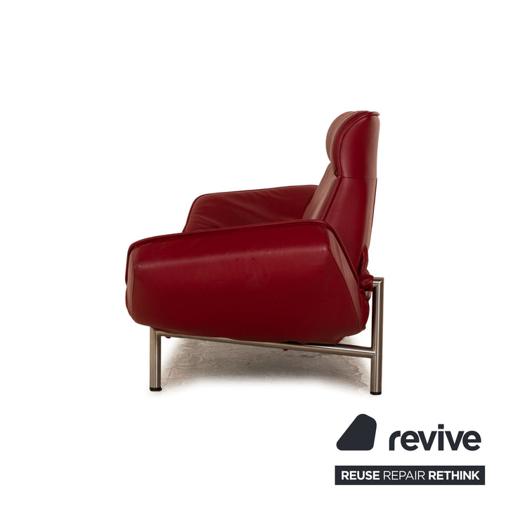 de Sede DS 450 Leder Zweisitzer Rot Sofa Couch manuelle Relaxfunktion