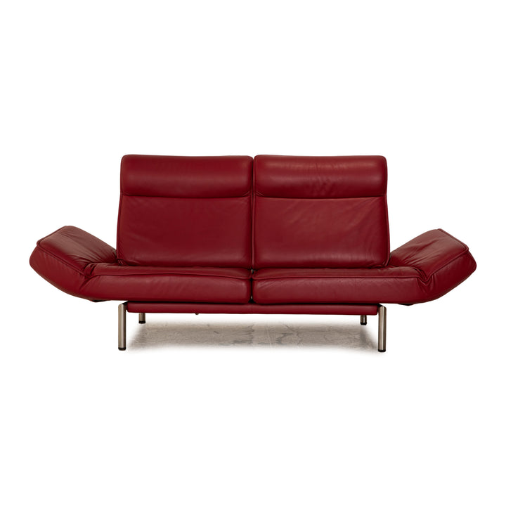 de Sede DS 450 Leder Zweisitzer Rot Sofa Couch manuelle Relaxfunktion