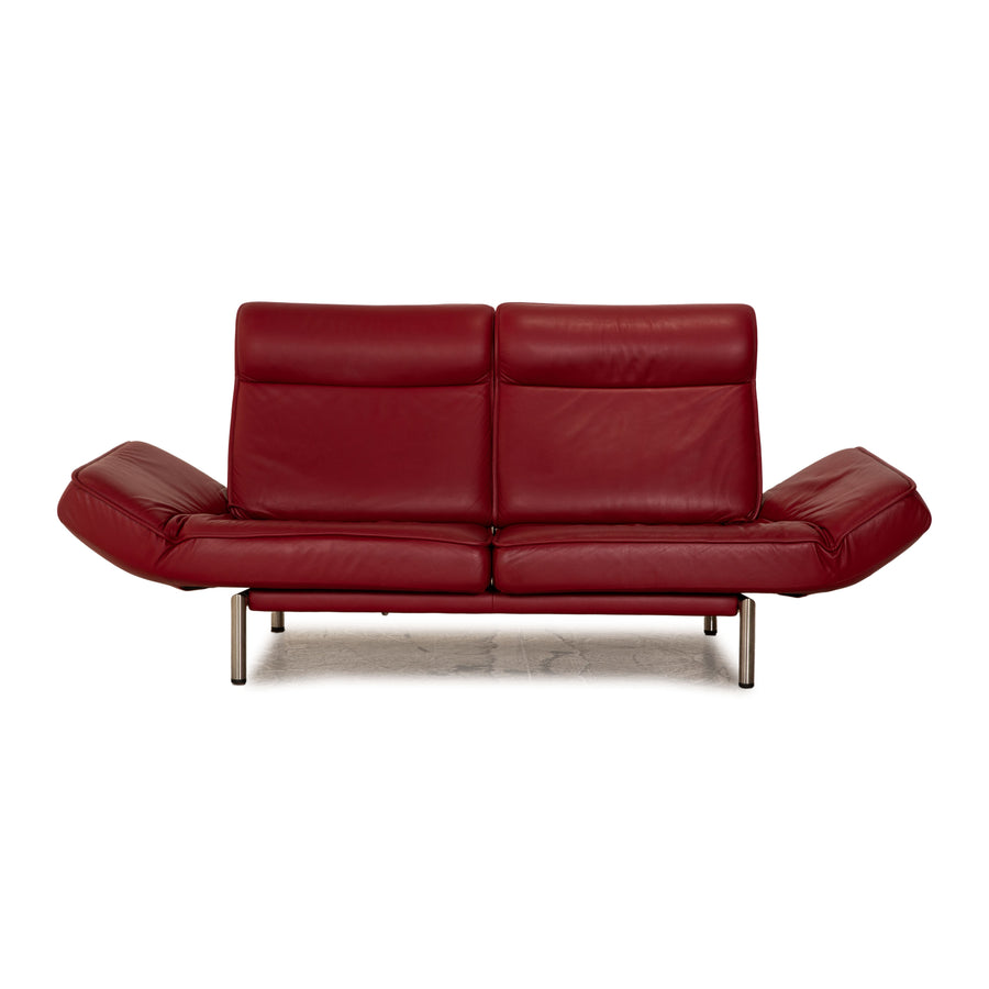 de Sede DS 450 Leder Zweisitzer Rot Sofa Couch manuelle Relaxfunktion
