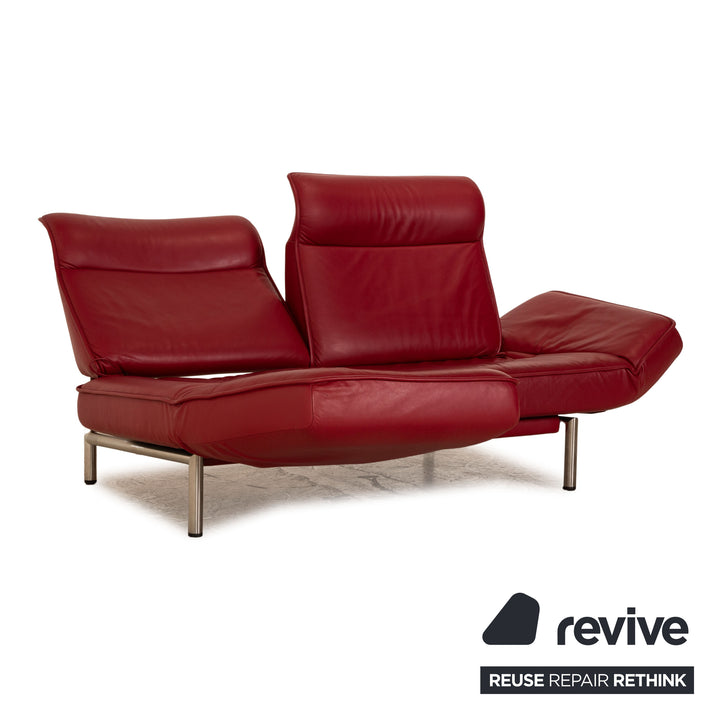de Sede DS 450 Leder Zweisitzer Rot Sofa Couch manuelle Relaxfunktion