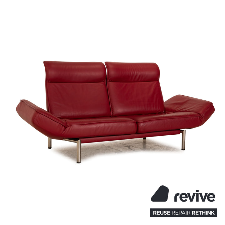 de Sede DS 450 Leder Zweisitzer Rot Sofa Couch manuelle Relaxfunktion