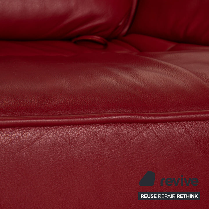 de Sede DS 450 Leder Zweisitzer Rot Sofa Couch manuelle Relaxfunktion